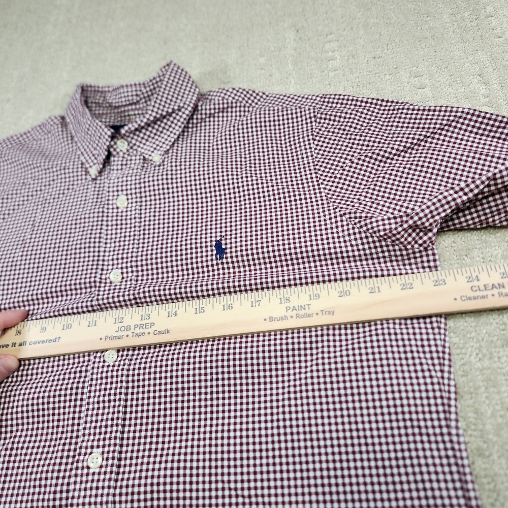 Polo Ralph Lauren Shirt Men Medium Gingham Check Maroon Button Down Classic Fit - Picture 6 of 9